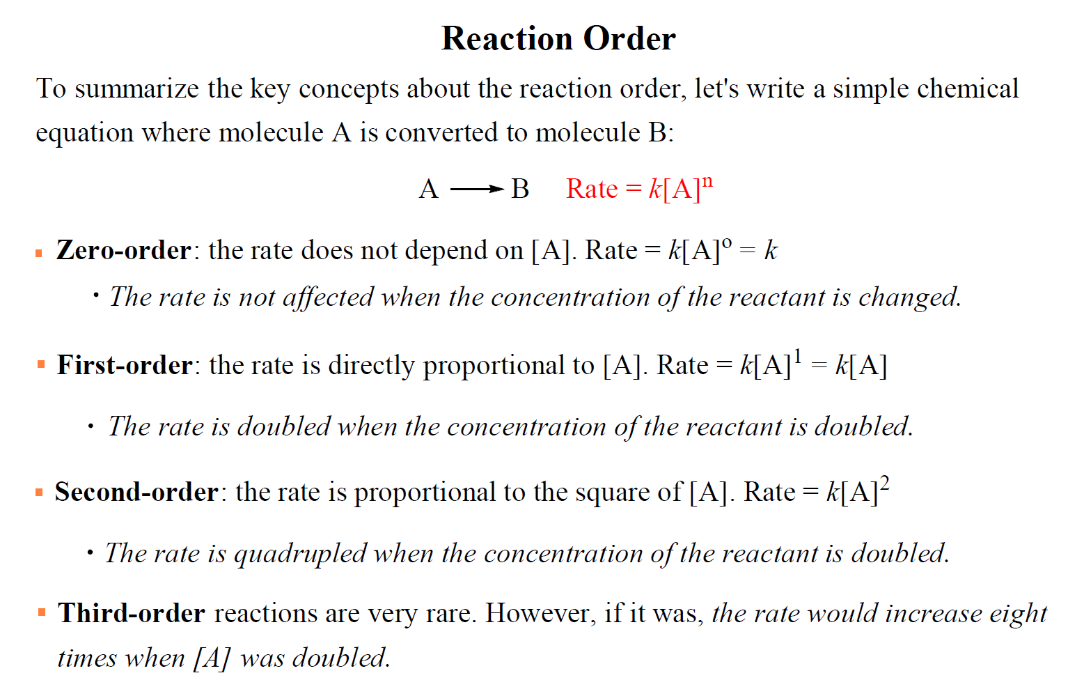 assignment of order reaction