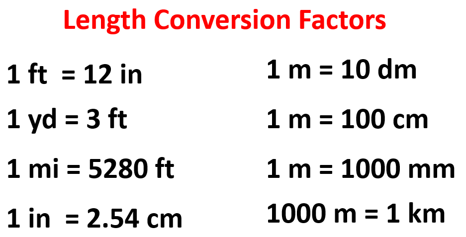 Conversion Factors And Dimensional Analysis Practice Problems   Length Conversion Factors 