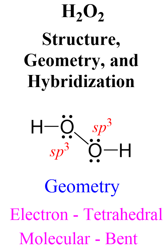 H2O2 Lewis, Geometry hybridization
