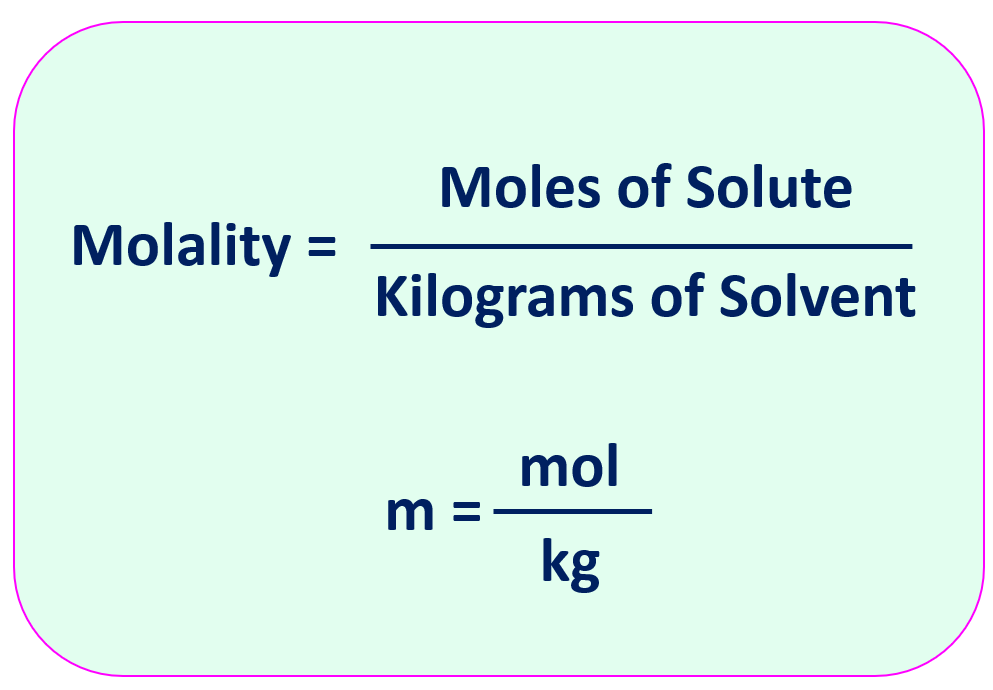 Molality formula moles of solute kg of solvent
